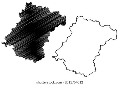 Schwalm-Eder (República Federal de Alemania, distrito rural de la región de Kassel, Estado de Hessen, Hesse, Hessia) mapa de ilustración vectorial, dibujo de dibujos de dibujos Schwalm Eder Kreis mapa