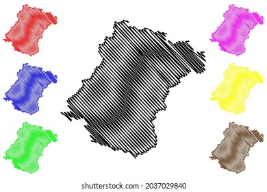 Schwalm-Eder (República Federal de Alemania, distrito rural de la región de Kassel, Estado de Hessen, Hesse, Hessia) mapa de ilustración vectorial, dibujo de dibujos de dibujos Schwalm Eder Kreis mapa