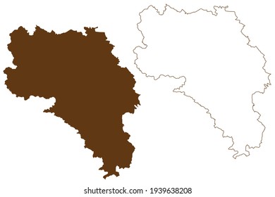 Ilustración del mapa del vector, dibujo de la escritura Schwarzwald-Baar (República Federal de Alemania, distrito rural, estado de Baden-Wurttemberg), esbozo del mapa Schwarzwald-Baar-Kreis