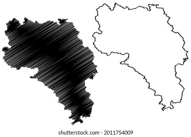 Ilustración del mapa del vector, dibujo de la escritura Schwarzwald-Baar (República Federal de Alemania, distrito rural, estado de Baden-Wurttemberg), esbozo del mapa Schwarzwald-Baar-Kreis