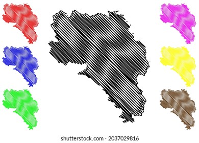 Ilustración del mapa del vector, dibujo de la escritura Schwarzwald-Baar (República Federal de Alemania, distrito rural, estado de Baden-Wurttemberg), esbozo del mapa Schwarzwald-Baar-Kreis