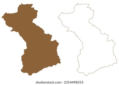 Schwaz district (Republic of Austria or Österreich, Tyrol or Tirol state) map vector illustration, scribble sketch Bezirk Schwaz map