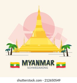 Schwedakong landmark of Myanmar. ASEAN SET - VECTOR ILLUSTRATION