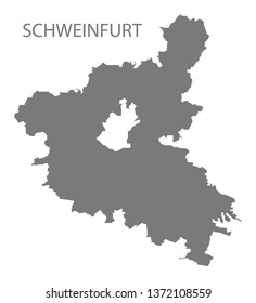 Schweinfurt grey county map of Bavaria Germany