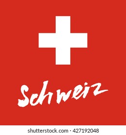 Schweiz hand-lettering calligraphy. Premium Handmade vector Lettering.
