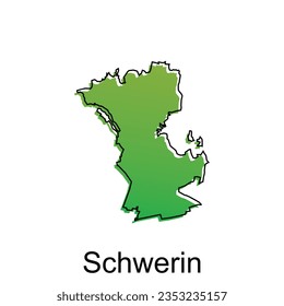 Schwerin City Map illustration. Simplified map of Germany Country vector design template