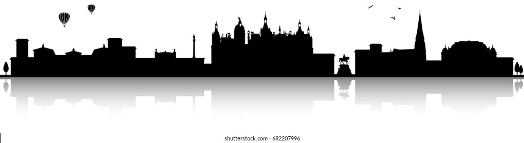 schwerin skyline silhouette black