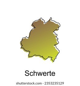 Stadtplan Schwerte. Vereinfachtes Kartenmaterial für die deutsche Landesvektordesign-Vorlage