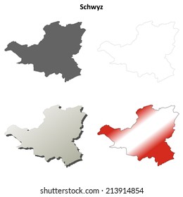 Schwyz blank detailed outline map set - vector version