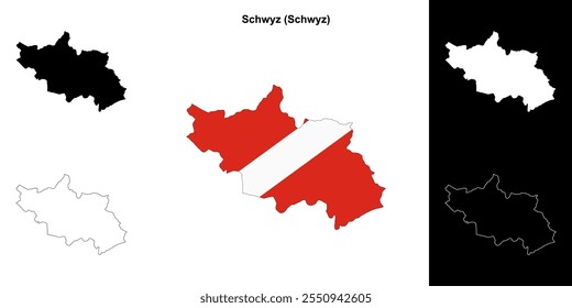 Schwyz blank outline map set