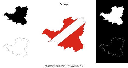 Schwyz canton outline map set