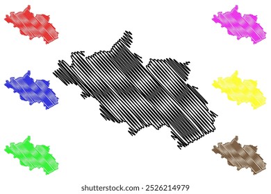 Schwyz District (Switzerland, Swiss Confederation, Canton of Schwyz) map vector illustration, scribble sketch Bezirk Schwyz map