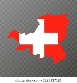 Mapa de Schwyz, Cantones de Suiza. Ilustración vectorial.