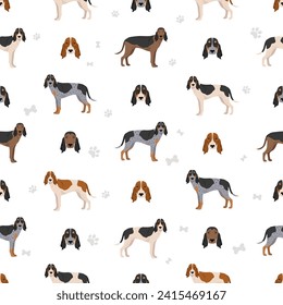 Schwyzer Laufhund, un patrón sin fisuras de Hound suizo. Todos los colores del abrigo.  Todas las razas de perros tienen características infográficas. Ilustración del vector