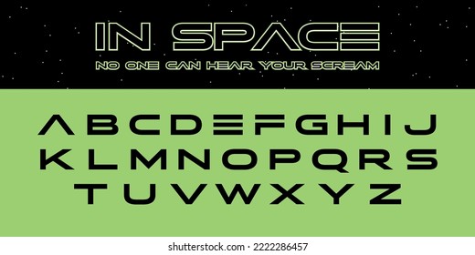 Sci Fi Alphabet in Space. Galaxy Horror Letters. Futuristic typography. Alien ABC elements. 90's retro cyber font. Science fiction calligraphy. Movie, Video Game Lettering.