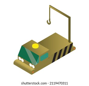 Sci Fi Flying Hoover Truck With Cargo Crane, Isometric Futuristic Car