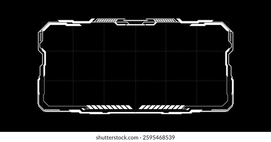 Sci fi frame element. Futuristic technology box white vector illustration