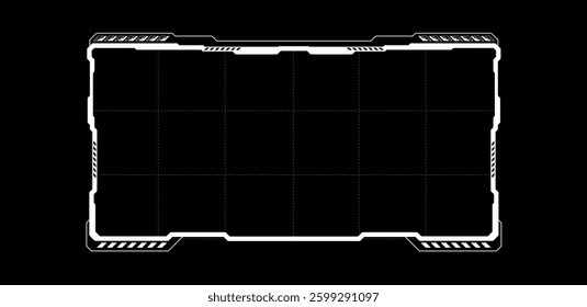 Sci fi frame element. Futuristic technology box or frame white vector illustration	