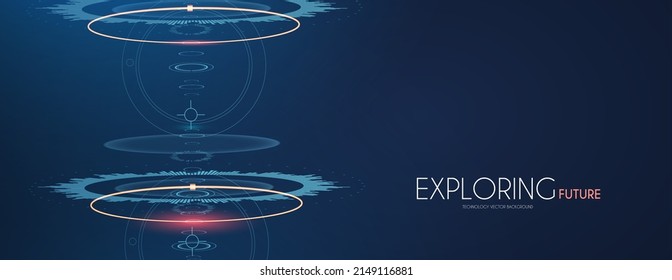 Sci fi futuristic abstract background with system techno screen elements and light effects. Exploring space