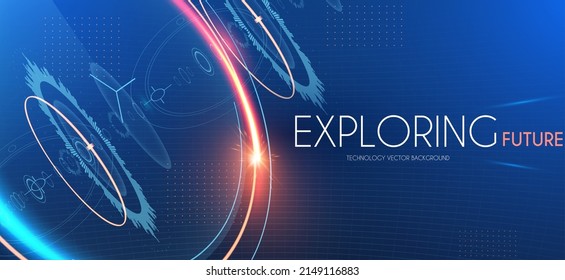 Sci fi futuristic abstract background with system techno screen elements and light effects. Exploring space