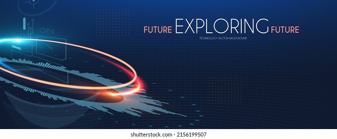Sci fi futuristic abstract background with system techno screen elements and light effects. Exploring space