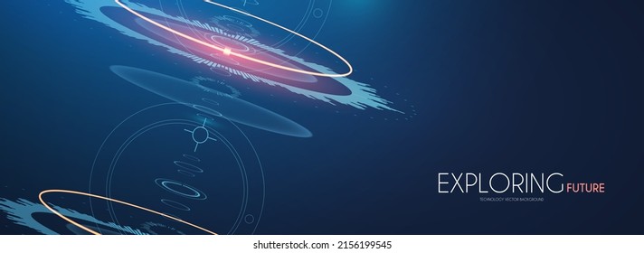 Sci fi futuristic abstract background with system techno screen elements and light effects. Exploring space