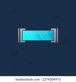 Sci Fi Futuristic Button Or Pop Up Banner For Games Blue Silver Vector Design