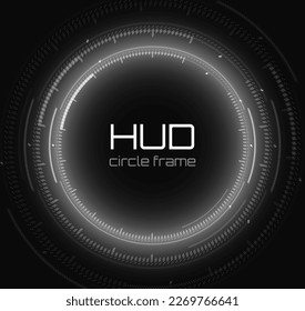 Sci Fi Futuristic Circular User Interface UI. Circle HUD (Heads Up Display) Design Element. Abstract Technology Background. Spaceship Crosshair. Techno Target Screen Elements. Vector Illustration.