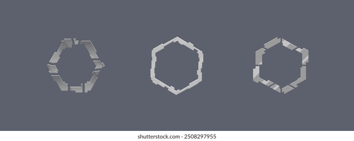 Sci Fi Futuristic Hexagon Frames Set Juego UI Logotipo Militar Elemento Diseño de Vector Aislado