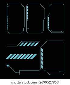 Sci fi futuristic HUD dashboard display virtual reality technology screen icon vector. cyberpunk tech element symbol. vector illustration.