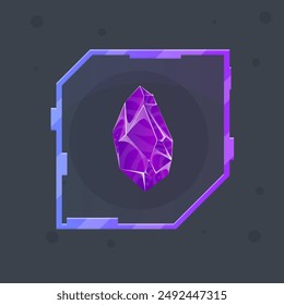 Sci Fi Futurista Hud Marco Con Gema De Cristal Púrpura Magia Esotérico Icono Aislado Diseño De Vector