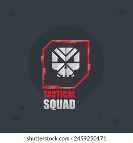 Sci Fi Futuristic Hud Isolated Red Frame Skull Tactical Squad Logo Vector Design