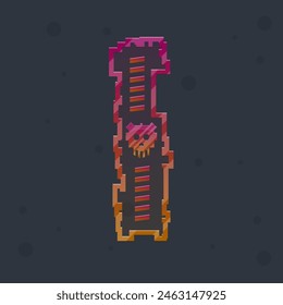 Sci Fi Futuristic Hud Skull Military Game UI Element Frame Pop Up Window Asymmetric Pink Orange Long Vertical Bar Isolated Vector Design