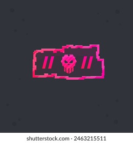 Sci Fi Futuristic Hud Skull Logo Badge For Games UI Military Frame Pop Up Window Asymmetric Pink Red Horizontal Isolated Vector Design