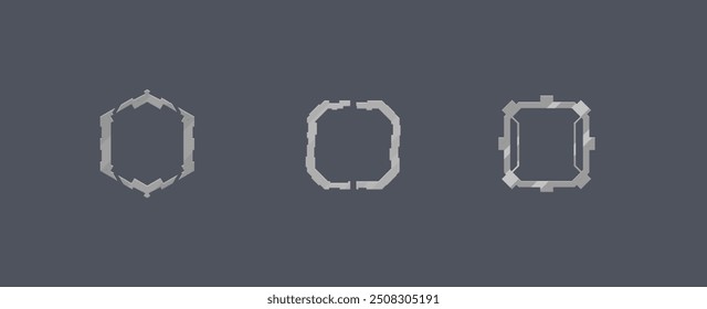 Sci Fi Futurista Hud Quadrado Quadro UI Militar Logo Elementos Set Isolated Vetor Design