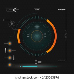 Sci fi futuristic interface. User interface high tech screen. HUD elements. Vector illustration.