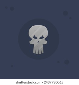 Sci Fi Futuristic Metallic Logo Element Skull Isolated Vector Design