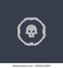 Sci Fi Futuristic Skull Circle Logo Element For Military Game UI E-sport Isolated Vector Design