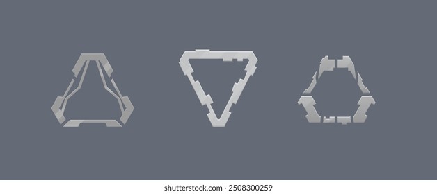Sci Fi Futuristic Triangle Quadro UI Elementos de logotipo militar definir design de vetor isolado