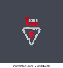 Sci Fi Futuristic Triangle Frame Skull Game UI Military Logo Tactical Team Isolated Vector Design
