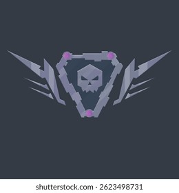 Sci Fi Futuristic Triangle Silver Emblem T-shirt Print para Game UI Logotipo militar Elemento Insignia de recompensa Diseño de Vector aislado