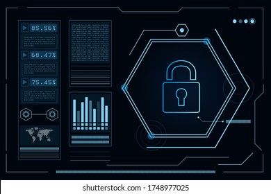 Sci fi futuristic user interface security, HUD, Technology abstract background , Vector illustration.