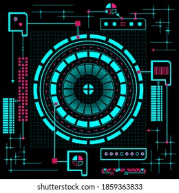 Sci fi futuristic user interface. HUD Elements. Technology background.