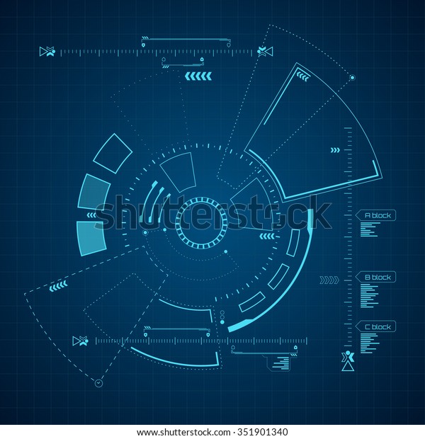 Sf未来的なユーザーインターフェイス ベクターイラスト のベクター画像素材 ロイヤリティフリー 351901340