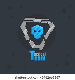 Sci Fi Hexagon Skull Armor Cold Ice Logo Military Triangle Frame Tactical Team Isolated Vector Design