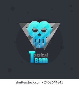 Sci Fi Hud Futuristic Blue Skull Logo Frame Military Tactical Team Isolated Vector Design