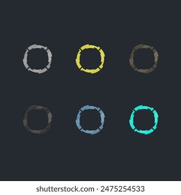 Sci-Fi HUD futuristischer Kreissatz in verschiedenen Farben für Spiel Tactical Military Logo Isolated Vektorgrafik Design