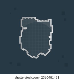 Sci Fi Hud Futuristic Military Frame Icon Window Banner Emblem Metallic Gray Silver Vector Design