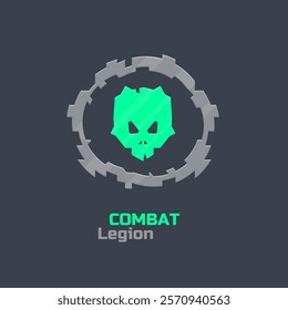 Sci Fi Hud Futuristic Silver Circle Frame Skull Logo Military Isolated Vector Design