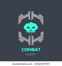Sci Fi Hud Futuristic Skull Logotipo militar isolado Vetor Design